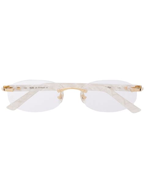 white marble cartier glasses|Cartier Eyewear C Décor Rimless oval.